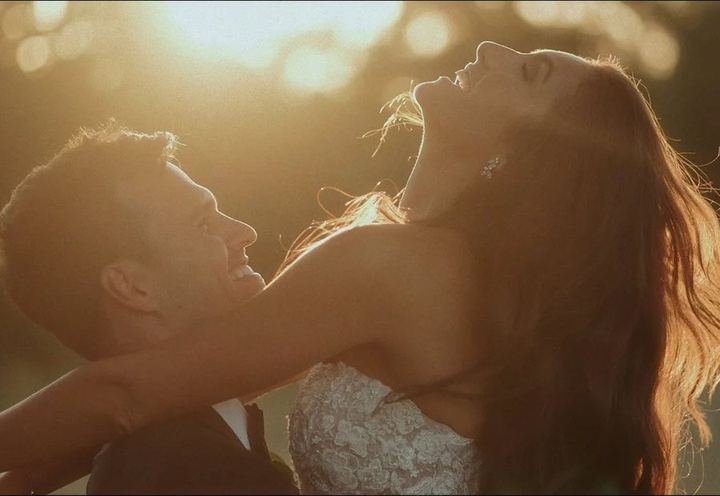 Golden hour still from a Cloud Craft Studios wedding film