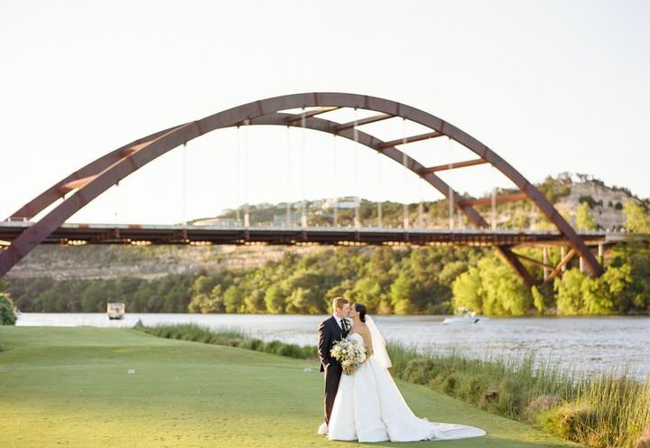 Couple below the Pennybacker Bridge, by Kelly Costello Photography