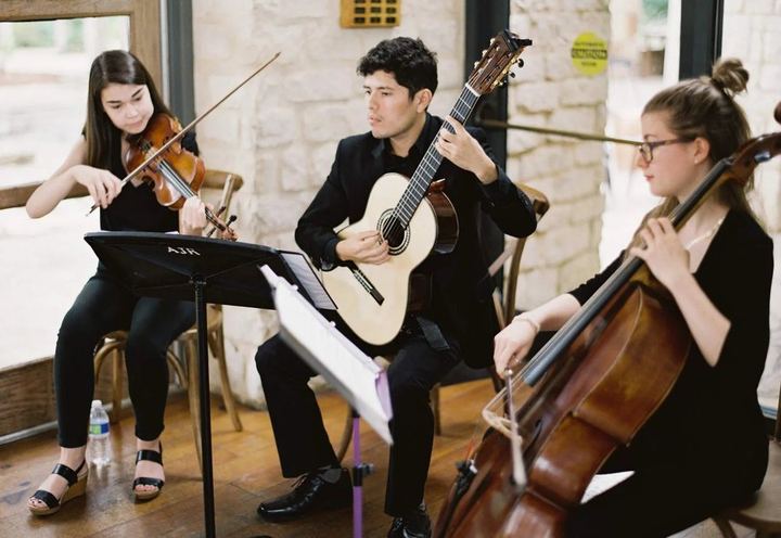 Live Oak Music trio on violin, guitar and cello