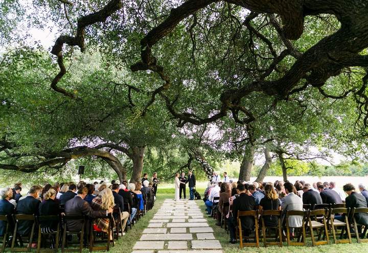 Ceremony under the oaks at The Vineyards at Chappel Lodge